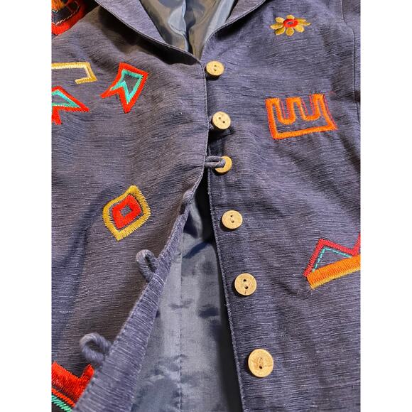 VTG. Norm Thompson Silk Blend Embroidered Jacket Size Med - Picture 5 of 7